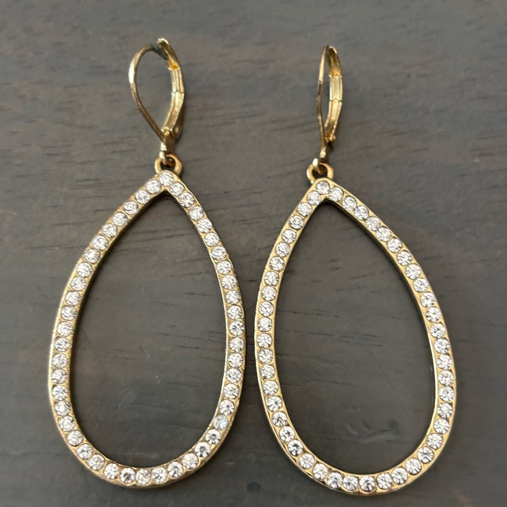 Elegant Tear Drop Gold and Crystal Teardrop Earrings by Tahari